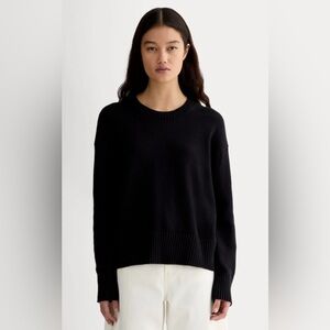 New Everlane The Organic Cotton Crew Sweater in Black Size S